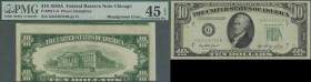 United States of America: 10 Dollars 1950A Fr#2011-G, misalignment ERROR on back, front side correctly printed, condition: PMG graded 45 Choice XF EPQ...