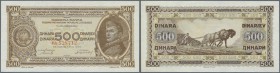 Yugoslavia: 500 Dinars 1945 P. 66a in condition: UNC.