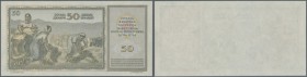 Yugoslavia: 50 Dinars ND(1949-51) Proof of back side of unissued banknote P. 67Kp. The proof of this rare note is in great crisp condition with only a...