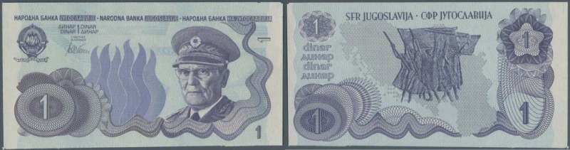 Yugoslavia: 1 Dinar ND(1978) not issued banknote, first time seen in blue color,...