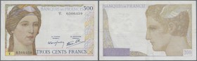 France: 300 Francs 1938 P. 87, used note, pressed, condition: F.