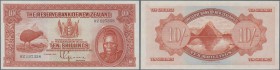 New Zealand: 10 Shillings 1933 P. 154 in very exceptional condition, with only a few light folds in paper, no holes or tears, original strong paper, n...