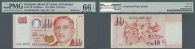 Singapore: large and rare set of 10 pcs 10 Dollars ND(1999) P. 40, all with special numbers and all PMG graded, containing: 0DH111111, 222222, 333333,...