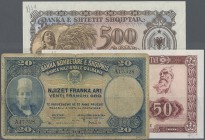 Albania: Set with 20 Banknotes from the 1920's till the 1950's comprising for example 20 Franka Ari 1926 (P.3), 500 Leke 1957 (P.31), 50 Leke 1964 (P....
