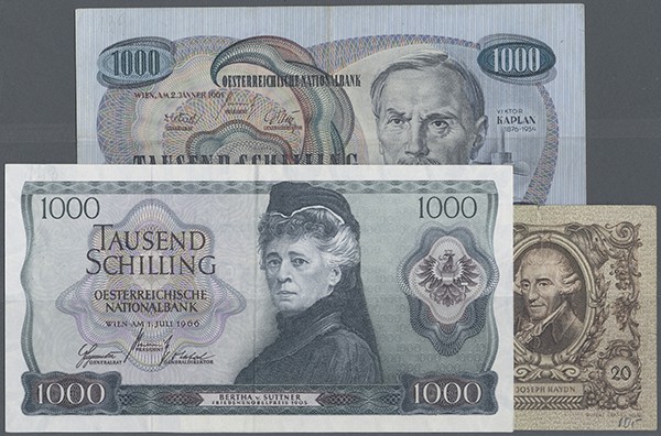 Austria: lot with 17 Banknotes 1940's till 1960's, comprising for example 20 Sch...