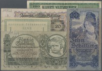 Austria: lot with 22 Banknotes 1920's till 1940's containing for example 10 Schilling 1933, 1 Reichsmark ND(1945), 50 Schilling 1945, 100 Schilling Al...