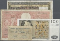 Belgium: set with 36 Banknotes from 1914 till 1960's comprising for example 1 Franc 1914, 100 Francs = 20 Belgas 1944, 100 Francs 1946, 100 Francs 195...
