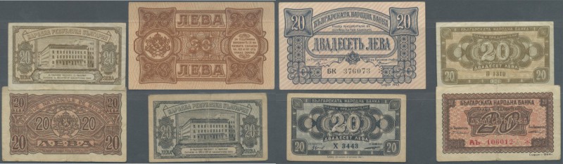 Bulgaria: Huge set with 54 Banknotes containing 9 x 20 Leva 1943 P.63 in Fine to...