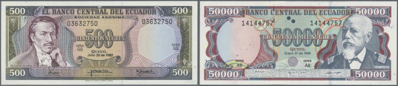 Ecuador: 1953/1999 (ca.), lot with 652 Banknotes, some in quantity, in good to m...
