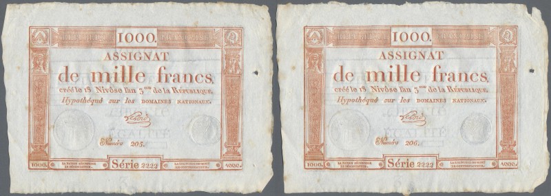 France: highly rare and seldom offered bundle of 154 consecutive notes 1000 Fran...