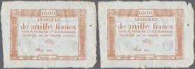 France: highly rare and seldom offered bundle of 154 consecutive notes 1000 Francs Domaines Nationaux 18 Nivose l'an 3ème (07.01.1795), the notes are ...