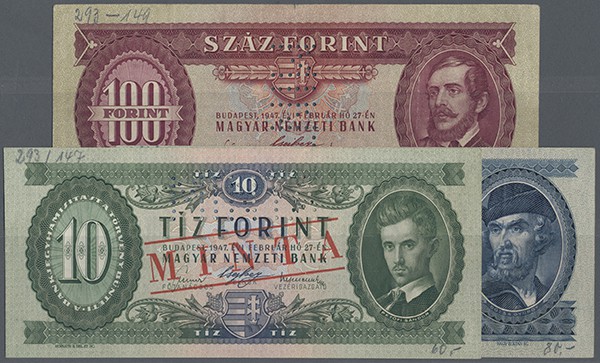 Hungary: lot with 26 Banknotes Hungary from 1947 till 1983 and a complete set of...