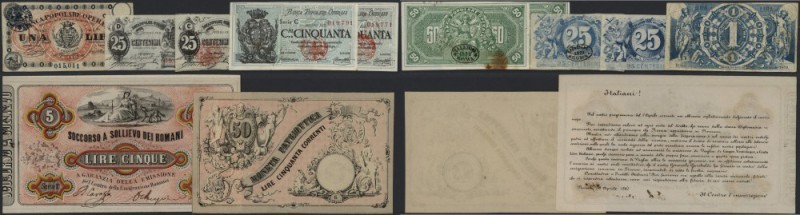 Italian States: Very interesting set with 7 Banknotes 50 Lire 1848 Venetian Repu...