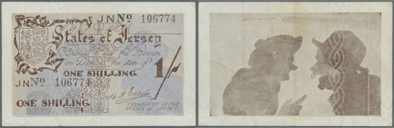 Jersey: pair of the 1 Shilling ND(1941-42) issued under German Occupation in WW ...