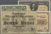 Latvia: set with 18 Banknotes 1919/20's comprising for example 1, 25 and 100 Rubli and 4 x 10 Latu of the Latvian Government Currency Notes, 25 Lati o...
