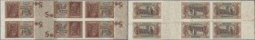 Deutschland - Deutsches Reich bis 1945: Ungeschnittenes Teilstück eines Bogens mit 6 Banknoten 5 Reichsmark 1942, Ro.179 ohne KN und ohne Serie, wahrs...