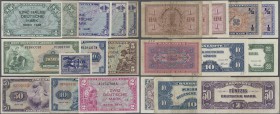 Deutschland - Bank Deutscher Länder + Bundesrepublik Deutschland: Lot mit 12 Banknoten, dabei 1/2 DM 1948 und 1/2 DM mit ”B”-Stempel 1948 Ro.230, 231a...