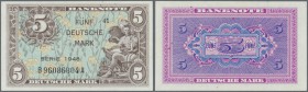 Deutschland - Bank Deutscher Länder + Bundesrepublik Deutschland: 5 DM 1948, Ro.236a in kassenfrischer Erhaltung // 5 Deutsche Mark 1948, P.4a in perf...