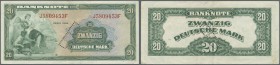 Deutschland - Bank Deutscher Länder + Bundesrepublik Deutschland: 20 DM 1948 mit Perforation ”B”, Ro.241a, senkrechter Mittelknick und einige kleine F...