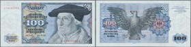 Deutschland - Bank Deutscher Länder + Bundesrepublik Deutschland: 100 DM 1970, Ersatznote Serie ”Z”, Ro.273c, minimlaer senkrechter Knick und kleiner ...