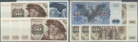 Deutschland - Bank Deutscher Länder + Bundesrepublik Deutschland: Kleines Lot mit 5 Banknoten, dabei 4 x 50 DM 1980 mit fortlaufender Nummer KK7641822...