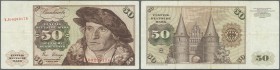 Deutschland - Bank Deutscher Länder + Bundesrepublik Deutschland: 50 DM 1980, Ro.288a Fehldruck, Seriennummer links oben ist nicht gerade am oberen Ra...