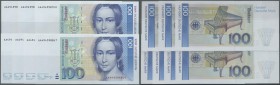 Deutschland - Bank Deutscher Länder + Bundesrepublik Deutschland: Kleines Set mit 7 Banknoten zu 100 DM 1989, Ro.294a, teils fortlaufend nummeriert in...