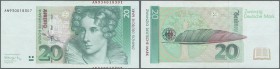 Deutschland - Bank Deutscher Länder + Bundesrepublik Deutschland: 20 DM 1991, Ro.298a Fehldruck, Seriennummer rechts ist nach unten versetzt gedruckt....