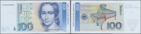 Deutschland - Bank Deutscher Länder + Bundesrepublik Deutschland: 100 DM 1991, Ersatznote Serie ”ZA”, Ro.300b, minimaler senkrechter Mittelknick sonst...