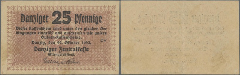 Deutschland - Nebengebiete Deutsches Reich: 25 Pfennige 1923 P. 36, Mittelfalte,...