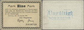 Deutschland - Nebengebiete Deutsches Reich: 1 Mark Magistrat der Stadt Danzig 1914, Ro.781b, leichte Verschmutzungen auf der Rückseite, bestoßene Ecke...