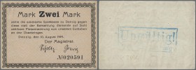 Deutschland - Nebengebiete Deutsches Reich: 2 Mark Magistrat der Stadt Danzig 1914, Ro.782c, leichte Verschmutzungen auf der Rückseite, bestoßene Ecke...