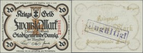 Deutschland - Nebengebiete Deutsches Reich: 20 Mark Kriegsgeld der Stadt Danzig 1918, Ro.787a, oben links und unten rechts mit Bleistift beschriftet, ...