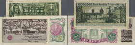 Deutschland - Nebengebiete Deutsches Reich: set mit 3 Noten Danzig zu 1, 10 und 500 Millionen Mark 1923, Ro.802a, 804a und 807b. Alle Noten mit Bleist...