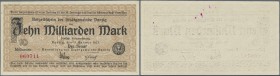 Deutschland - Nebengebiete Deutsches Reich: 10 Milliarden Mark Danzig 1923, Ro.810b, Beschriftungen am Rand sonst perfekt. Erhaltung: XF // 10 Millard...