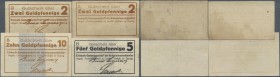 Deutschland - Nebengebiete Deutsches Reich: set mit 4 Kleingeldnoten der Einkaufsgenossenschaft der Kolonialwarenhändler in Danzig zu 2 x 2, 5 und 10 ...