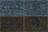 Deutschland - Notgeld besonderer Art: Teningen, Gemeinde, 2 x 100 Mrd. Mark, 1.11.1923, einmal Aluminiumfolie silber mit beidseitig schwarzem Druck (B...