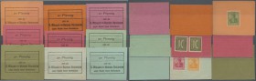 Deutschland - Briefmarkennotgeld: Besigheim, G. Müller'sche Buchdruckerei, ”Markenkarten”, o. D., 20 Pf., 2 x orange, 2 x rot, violett, jeweils Karton...