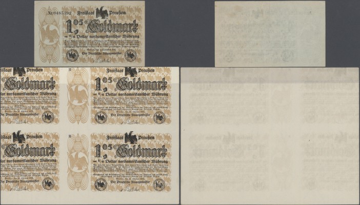 Deutschland - Länderscheine: 1,05 Goldmark = 1/4 Dollar Freistaat Preußen 1923 a...