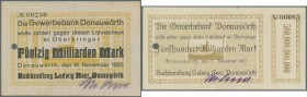 Deutschland - Notgeld - Bayern: Donauwörth, Buchhandlung Ludwig Auer, 50 Mrd. Mark, 10.11.1923, 100, 500 Mrd. Mark, 15.11.1923, alle mit Lochentwertun...