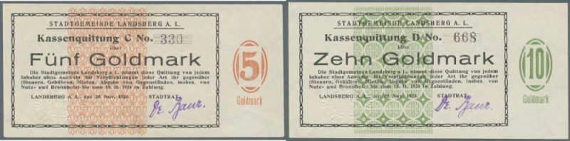 Deutschland - Notgeld - Bayern: Landsberg, Stadt, 50 GPf., 1 GM, 5 GM, 10 GM, 29...