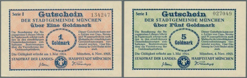 Deutschland - Notgeld - Bayern: München, Stadt, 1, 2, 5 Goldmark, 4.11.1923, Erh...