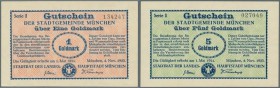 Deutschland - Notgeld - Bayern: München, Stadt, 1, 2, 5 Goldmark, 4.11.1923, Erh. I, 3 Scheine