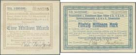 Deutschland - Notgeld - Bayern: Schwarzenfeld, Tonwarenfabrik und Chamottewerk, 1 Mio., 2 Mio., 5 Mio., 10 Mio., 20 Mio., 50 Mio. Mark, 27.8.1923, vol...