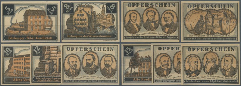 Deutschland - Notgeld - Hamburg: Hamburg, Baptistengemeinde, 5, 8, 10, 12, 15 Ma...