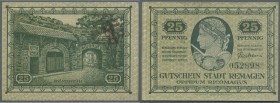 Deutschland - Notgeld - Rheinland: Remagen, Glocken-Bazar, 25 Pf., (9.10.1921), rs. Aufdruck einer roten Glocke mit Umschrift ”Der Glocke ...”, Erh. I...