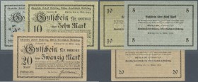 Deutschland - Notgeld - Rheinland: Wesseling, Chemische Fabrik, 5, 10, 20 Mark, 15.11.1918, mit KN, unentwertet, Erh. I, total 3 Scheine