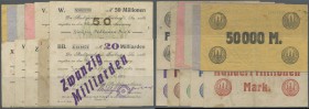 Deutschland - Notgeld - Sachsen: Freiberg, Stadthauptkasse, 50 Tsd., 500 Tsd. Mark, 30.7.1923, 100 Tsd., 1 Mio. Mark, 9.8.1923, 10 Mio. Mark, 10.9.192...
