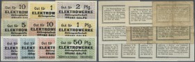 Deutschland - Notgeld - Sachsen-Anhalt: Golpa, Elektrowerke Grube Golpa, 10 Pf., Wz. Kreuze in Quadraten, Erh. IV, 1, 2, 5, 10 Pf., Wz. Kreuzmäander, ...