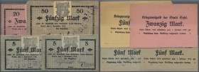Deutschland - Notgeld - Thüringen: Suhl, Stadt, 5 (olivgrau), 20 (rosaviolett), 50 Mark, jeweils mit Unterschriften, 5 Mark, blaugrau, ohne Unterschri...